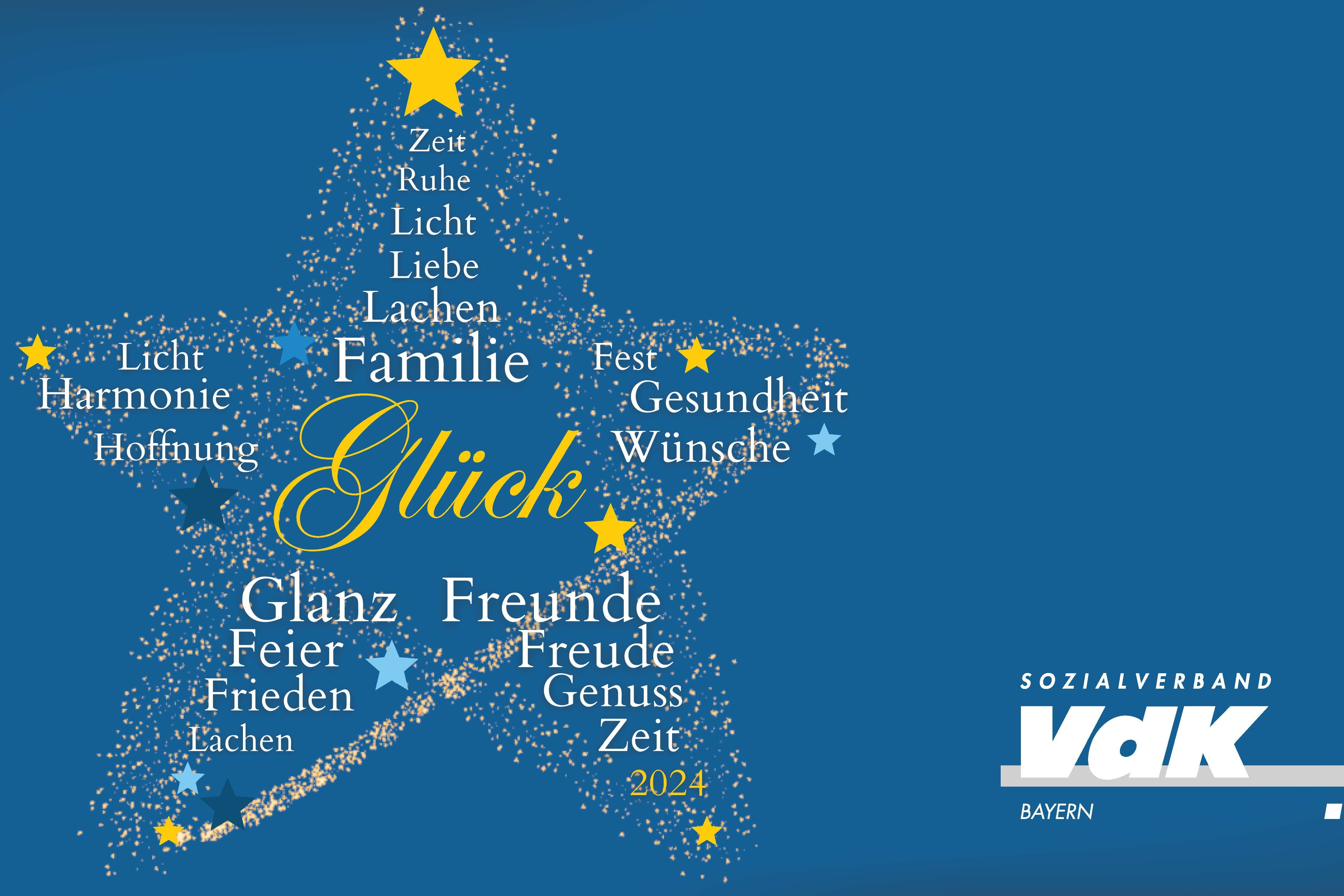 Auf dem Foto sieht man einen Stern mit verschiedenen Wünschen. Rechts unten in der Ecke ist das Logo des VdK Bayern zu sehen.
