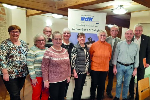 Gruppenfoto des Vorstandsteams des VdK-Ortsverbands im mittelfr&auml;nkischen Scheinfeld.