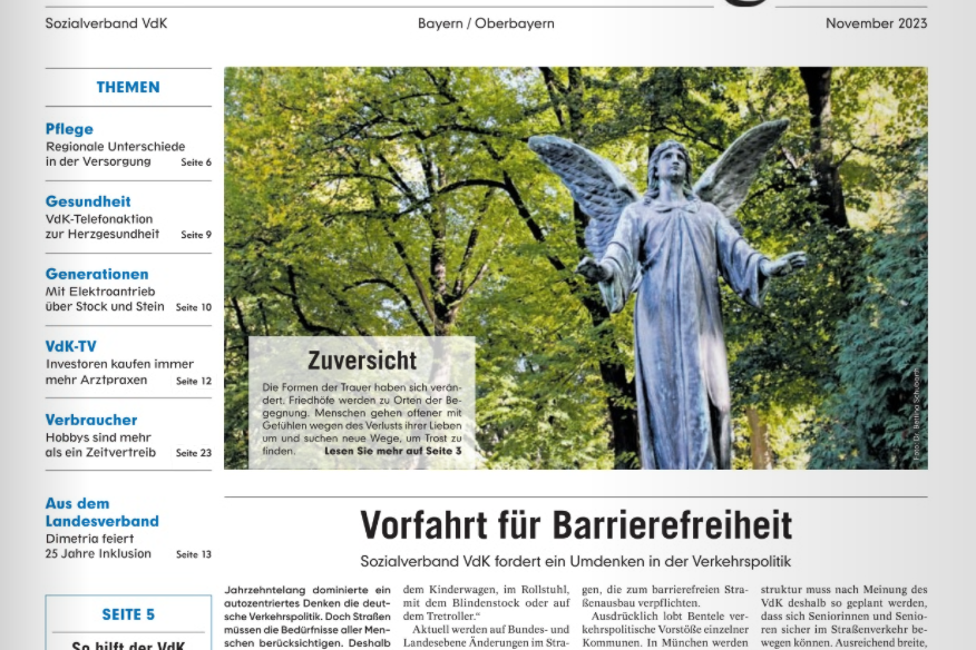 Screenshot der aktuellen Novemberausgabe der VdK-Zeitung.