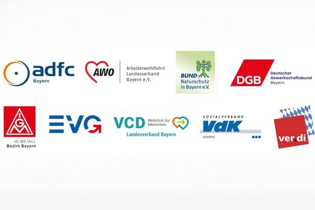 Logos der Bündnispartner des Bündnisses "Bündnis sozialverträgliche Mobilitätswende"