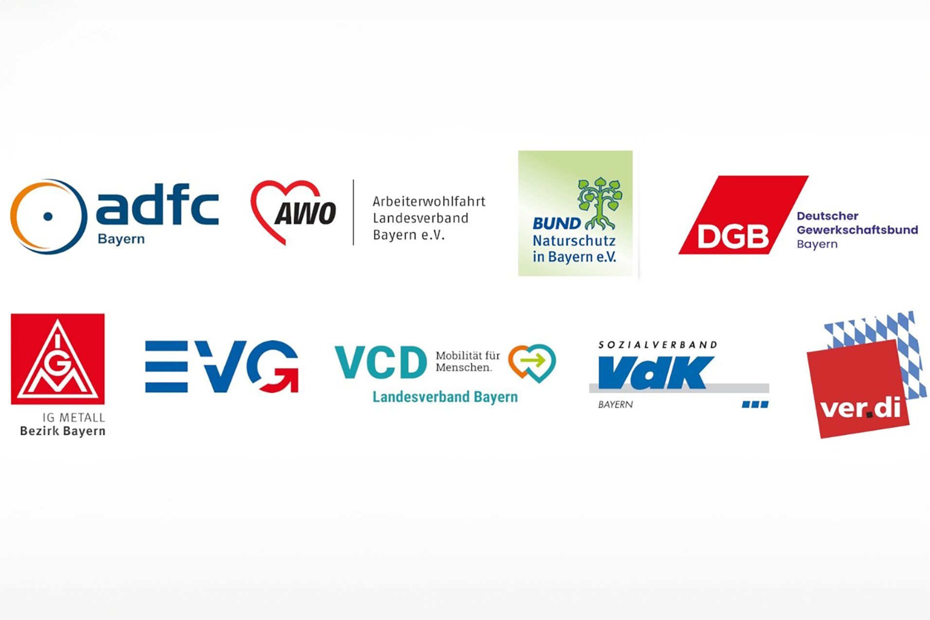 Logos der Bündnispartner des Bündnisses "Bündnis sozialverträgliche Mobilitätswende"