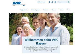 Screenshot der neuen Startseite des VdK Bayern.
