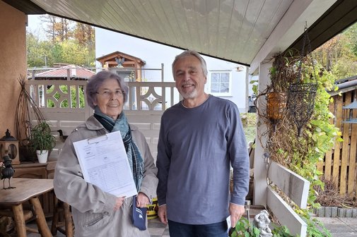 Karin Zink, Kassiererin des unterfr&auml;nkischen VdK-Ortsverbands Zimmerau-Obere&szlig;feld-Grabfeld S&uuml;d, bei ihrer Tour.