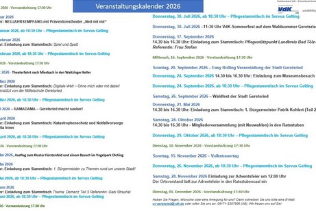 Veranstaltungskalender 2026