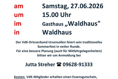 Sommerfest am 27.06.2026