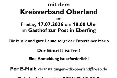 VdK-Tanz mit dem Kreisverband Oberland am 17.07.2026 in Eberfing