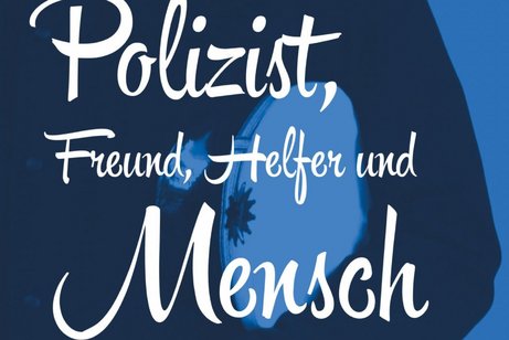 Polizist mit M&uuml;tze und dem Arm als Freund und Helfer