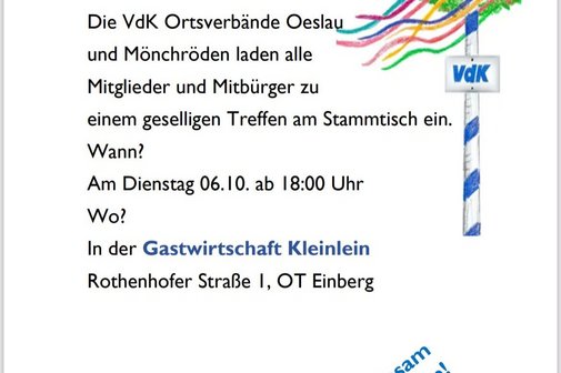 Stammtisch f&uuml;r alle Mitb&uuml;rger und Mitglieder