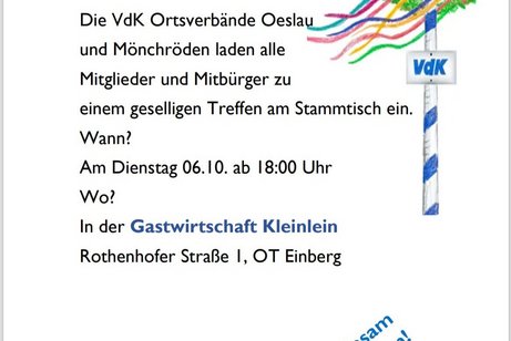 Stammtisch f&uuml;r alle Mitb&uuml;rger und Mitglieder