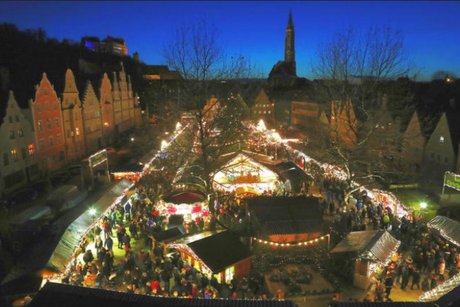 Weihnachtsmarkt Landshut in Vogelperspektive
