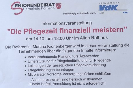 Fachvortrag "Die Pflegezeit finanziell meistern"