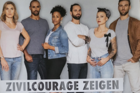 Bild zeigt das Ankündigungsbild zur Infoveranstaltung "Zivilcourage"