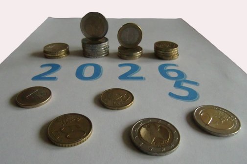 Themenbild Jahreswechsel mit Eurostücken;