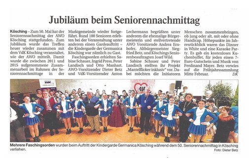 Faschingsorden f&uuml;r Ingrid Pre&szlig; und Otto Manhart