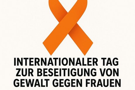 Orange Day Flyer des Vdk Wolfratshausen mit orangefarbener Schleife und Hinweis auf den Infostand zum 25.11., internationaler Tag gegen Gewalt an Frauen