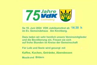 VORANZEIGE JUBILÄUMSFEIER 15.6.24- 14:30 Uhr