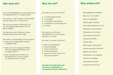 Die Beschreibung der Krebsnachsorgegruppe Schweinfurt