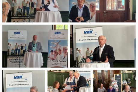 Eine Collage aus 6 Fotos zeigt Eindrücke von der Jahreshauptversammlung am 27.04.2024 im Sailer Keller