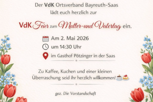 Einladung zum Muttertag mit Kaffee und Kuchen
