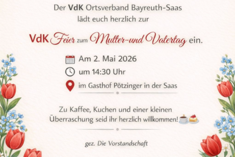 Einladung zum Muttertag mit Kaffee und Kuchen