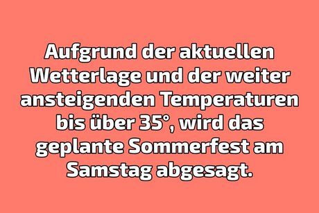 ABSAGE Sommerfest 2026