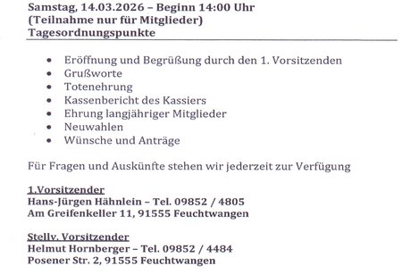 Jahreshauptversammlung 2026