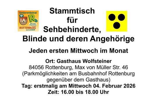 Neuer Stammtisch f&uuml;r Sehbehinderte