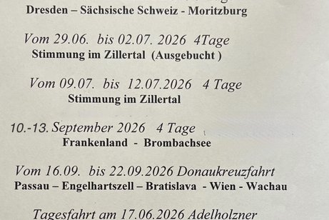 Auf dem Bild sind die Reisetermine für VdK Reisen von 2026 zu sehen