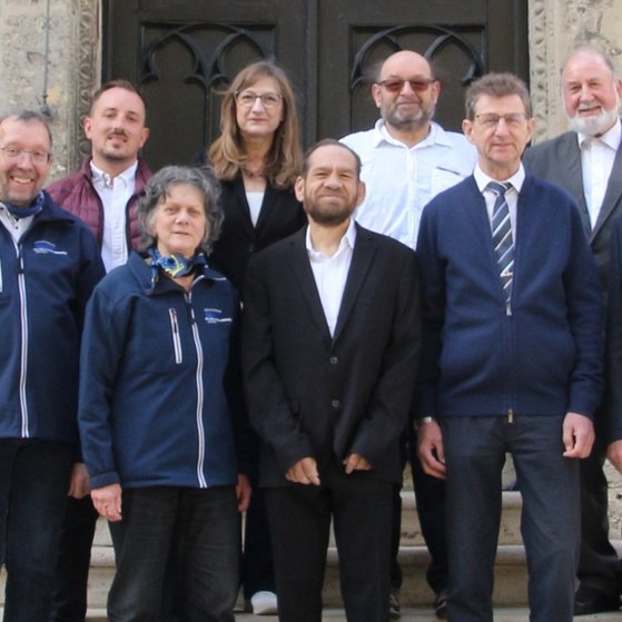 v.R.v.l. Hermann H&auml;fele, Renate Thum, J&uuml;rgen Stippler, Robert Mayer,Karl Essig. h.R.v.l. Friedrich Kaulfersch, Sophie Brandl-M&uuml;ller, Dieter Deffner, Theo Frey. Dieter Mack fehlt.