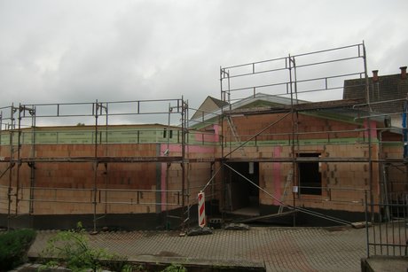 Bild zeigt den Rohbau vom Tagespflege an der Weed