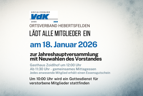 Das Bild zeigt die Informationen zur Jahreshauptversammulung am 18. Januar an