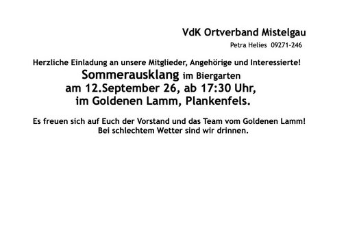 Veranstaltung: Sommerausklang