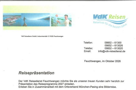Präsentation der VdK-Reisen 2027 Präsentation der VdK-Reisen 2027