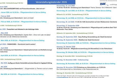 Veranstaltungskalender 2026