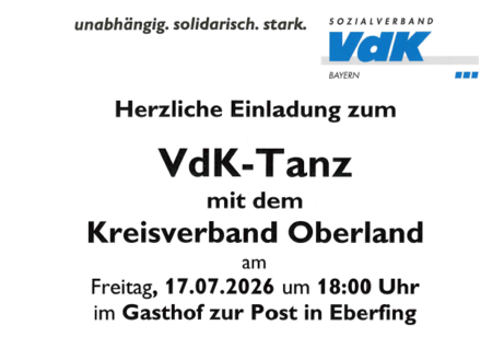 VdK-Tanz Kreisverband Oberland am 17.07.2026 in Eberfing