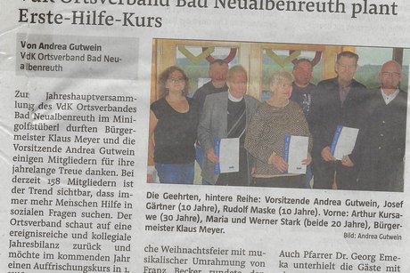 VdK Bad Neualbenreuth - Jahreshauptversammlung mit Weihnachtsfeier