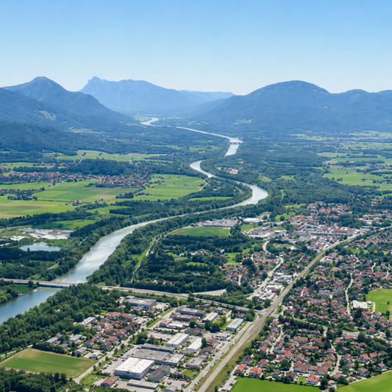 Panoramablick auf Raubling &ndash; engagiert f&uuml;r unsere Heimat Ortsverband Raubling