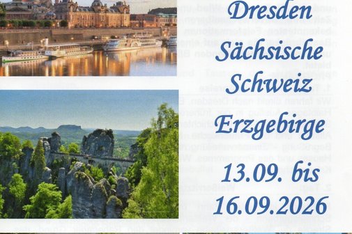 Bilder der Reiseziele Dresden, Bastei, Wei&szlig;eritz Bahnfahrt und Schifffahrt