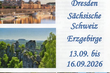 Bilder der Reiseziele Dresden, Bastei, Wei&szlig;eritz Bahnfahrt und Schifffahrt