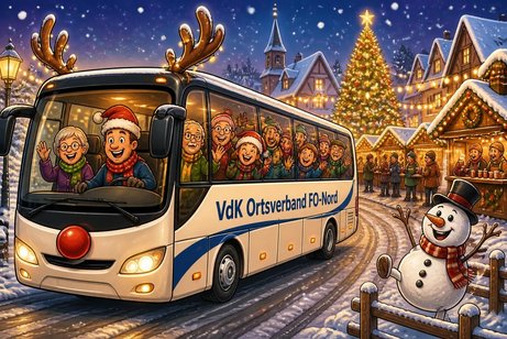 Busfahrt als Cartoon Bild