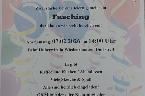 Einladung Fasching gem. mit KFD Odelzhausen Einladungsschreiben mit Ort, Datum und Uhrzeit
