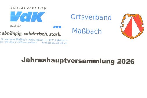 Briefkopf des Ortsverband Ma&szlig;bach mit Betreff Jahreshauptversammlung 2026