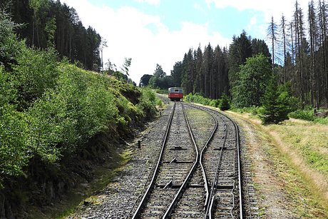Thüringer Bergbahn auf der Steilstrecke Thüringer Bergbahn Schienen