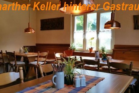 hinterer Gastraum vom Haarther Keller hinterer Gastraum des "Haarther Keller" mit Tische und Stühle gastlich eingerichtet