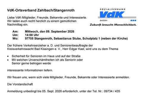 VdK Einladung zur Mitwochsrunde