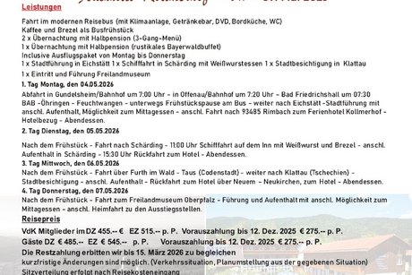 Flyer von der 4 Tagefahrt in den Bayerischer Wald