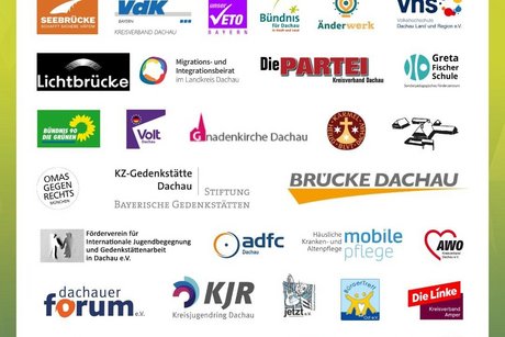 Unterstützer*innen Auf weißem Untergrund werden die Logos der etwa 40 unterstützenden Organisationen abgebildet.