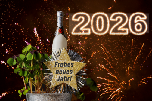 auf dem Bild ein Stern mit der Inschrift "Frohes neues Jahr"