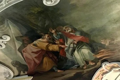 Bild eines Deckenfreskos in der Sakristei von Kloster Ettal