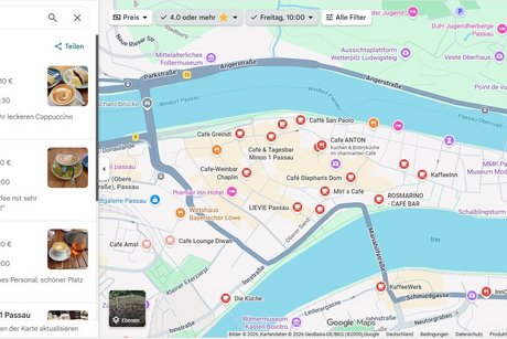 Stadtplan mit Cafe&acute;s